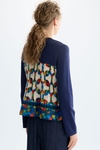 Afric8 print pleated twill stretch knit jacket