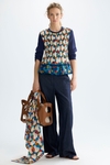 Afric8 print pleated twill stretch knit jacket