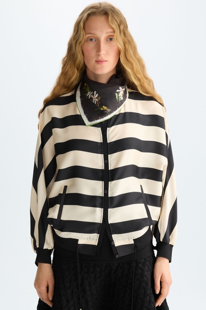 STRIPED TWILL OVERSIZE JACKET