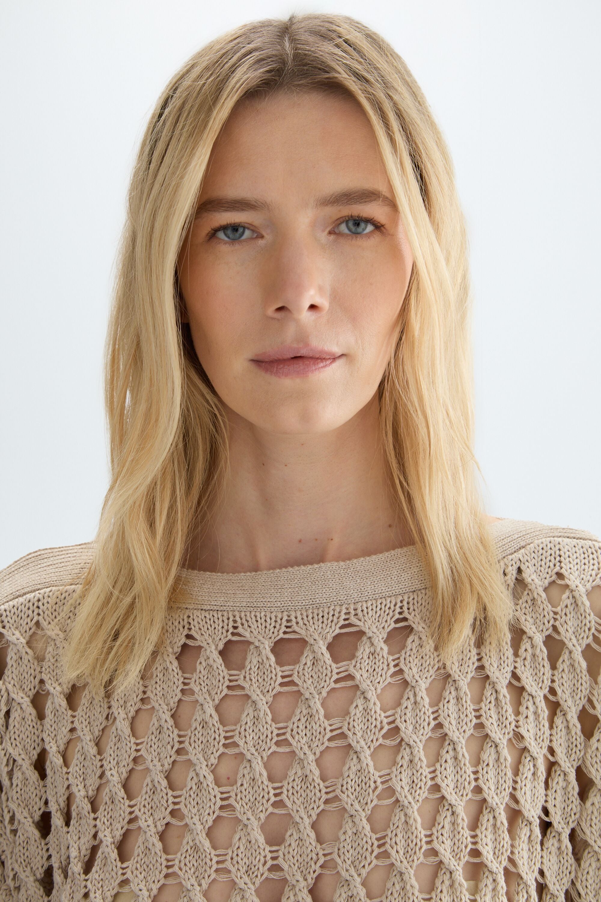 Ochos cotton oversize sweater beige - Purificacion Garcia