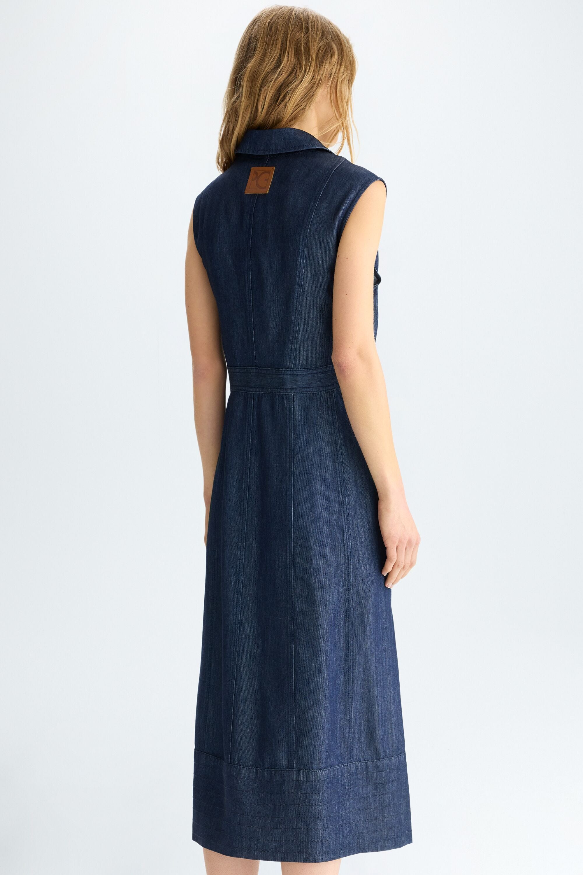 Tencel denim midi shirt dress denim blue - Purificacion
