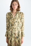 Print twill oversize midi shirt dress