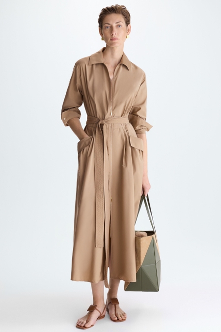 VESTIDO CAMISERO MIDI EVASÉ TÉCNICO CINTURÓN