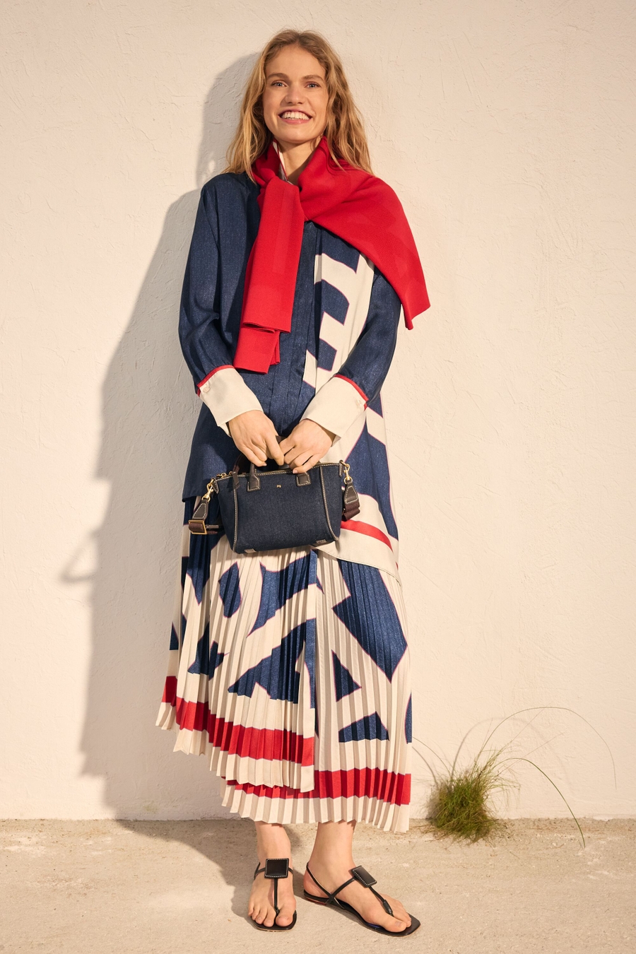VESTIDO MIDI TWILL ESTAMPADO PG LINES