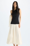 Stretch knit taffeta asymmetric midi dress