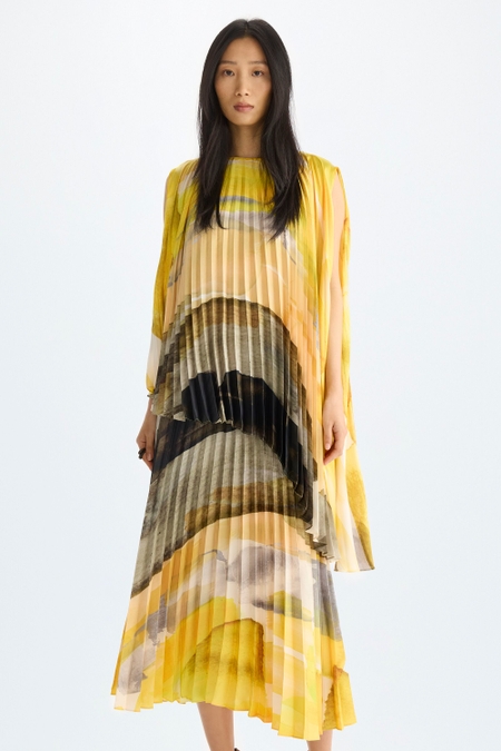 VESTIDO PLISADO EVASÉ TWILL ESTAMPADO