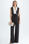 Two-piece effect crepe fitted jumpsuit