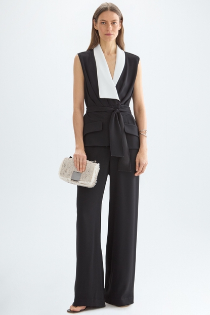 TWO-PIECE EFFECT CREPE FITTED JUMPSUIT