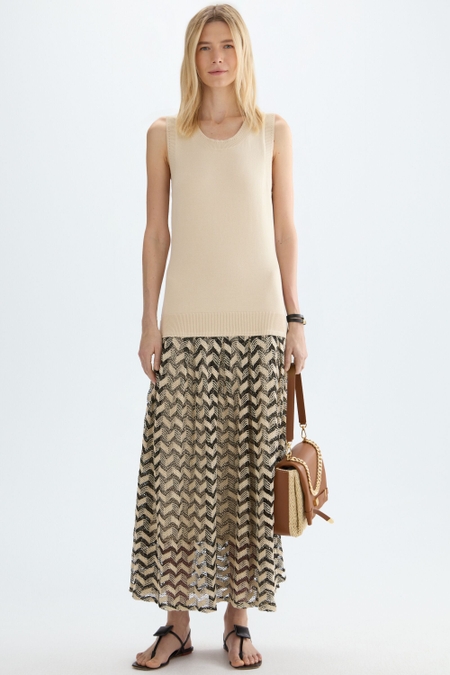 VESTIDO MIDI ENTALLADO PUNTO COMBINADO ZIGZAG