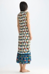 Afric8 print pleated twill A-line midi dress