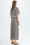 Striped twill wrap culotte jumpsuit