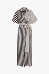 Striped twill wrap culotte jumpsuit