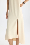 Sleeveless asymmetric crepe dress