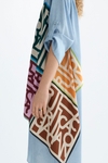 PG Lines print scarf-detailed twill straight-fit shirt dress