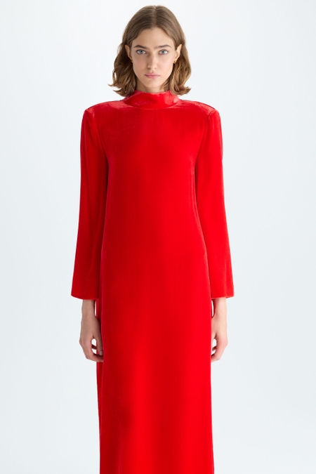 VESTIDO MIDI EVASÉ TERCIOPELO LAZADA