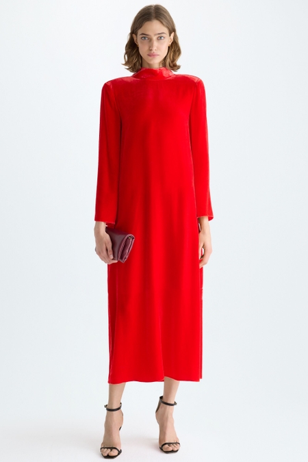 VESTIDO MIDI EVASÉ TERCIOPELO LAZADA