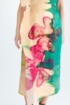 Flowery print linen silk dress