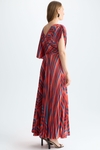 Zigzag print twill pleated dress