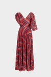 Zigzag print twill pleated dress