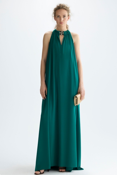 VESTIDO HALTER LARGO PUNTO SATINADO CUBIFLOR