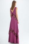 Sequinned satin A-line long dress