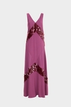 Sequinned satin A-line long dress