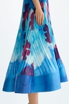 Print micro-pleated twill midi dress