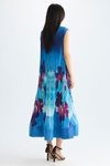 Print micro-pleated twill midi dress