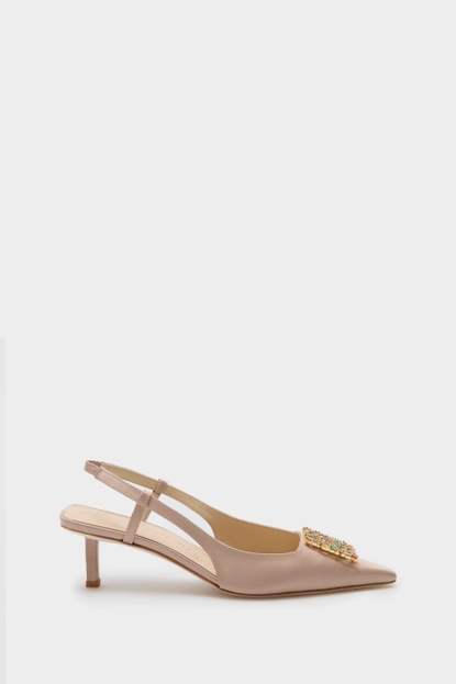 RECTANGLES SATIN 45 SLINGBACK PUMPS