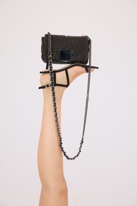 RECTANGLES SATIN 45 SANDALS