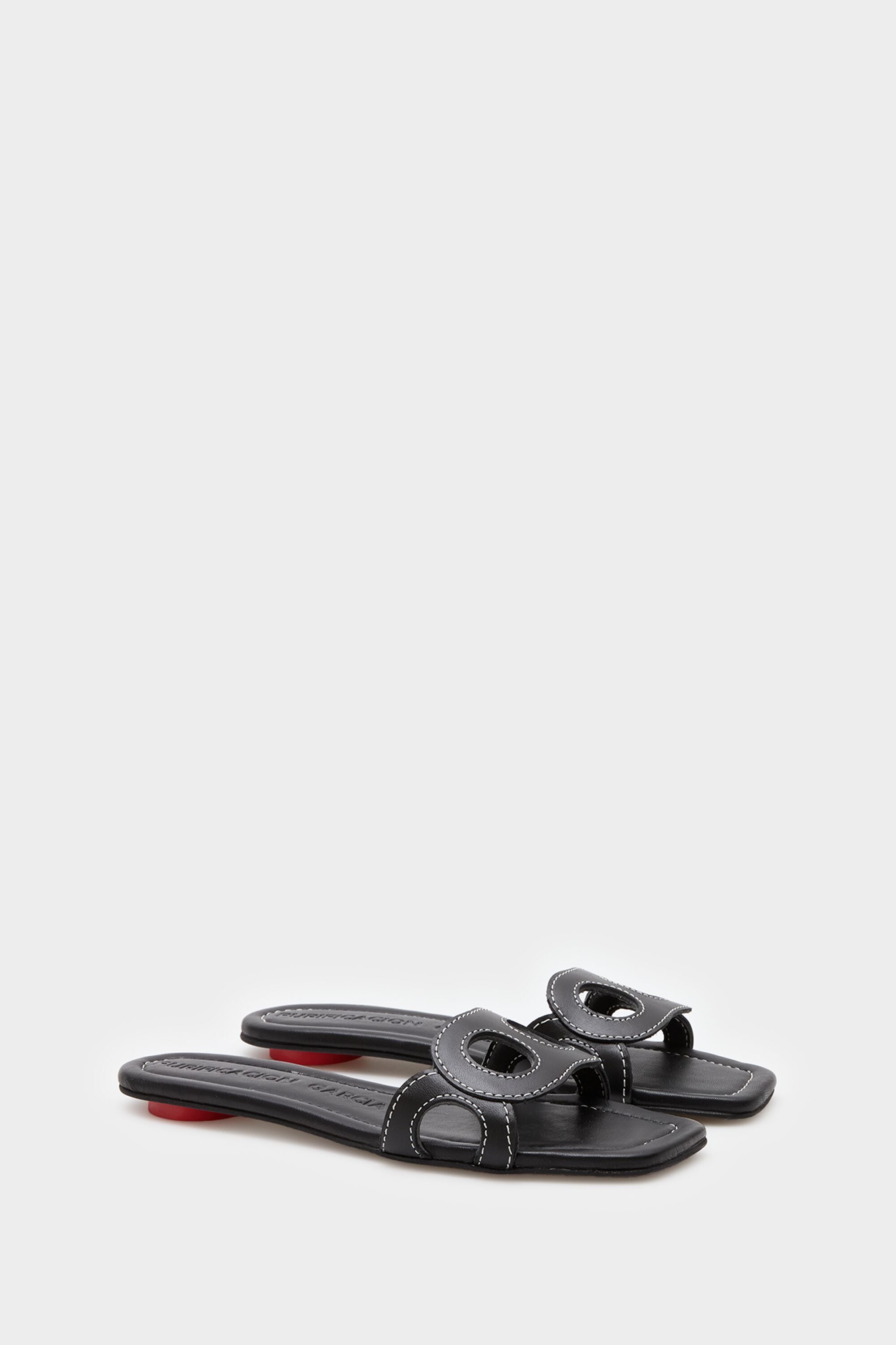 Ocho leather flat sandals black - Purificacion Garcia Italy
