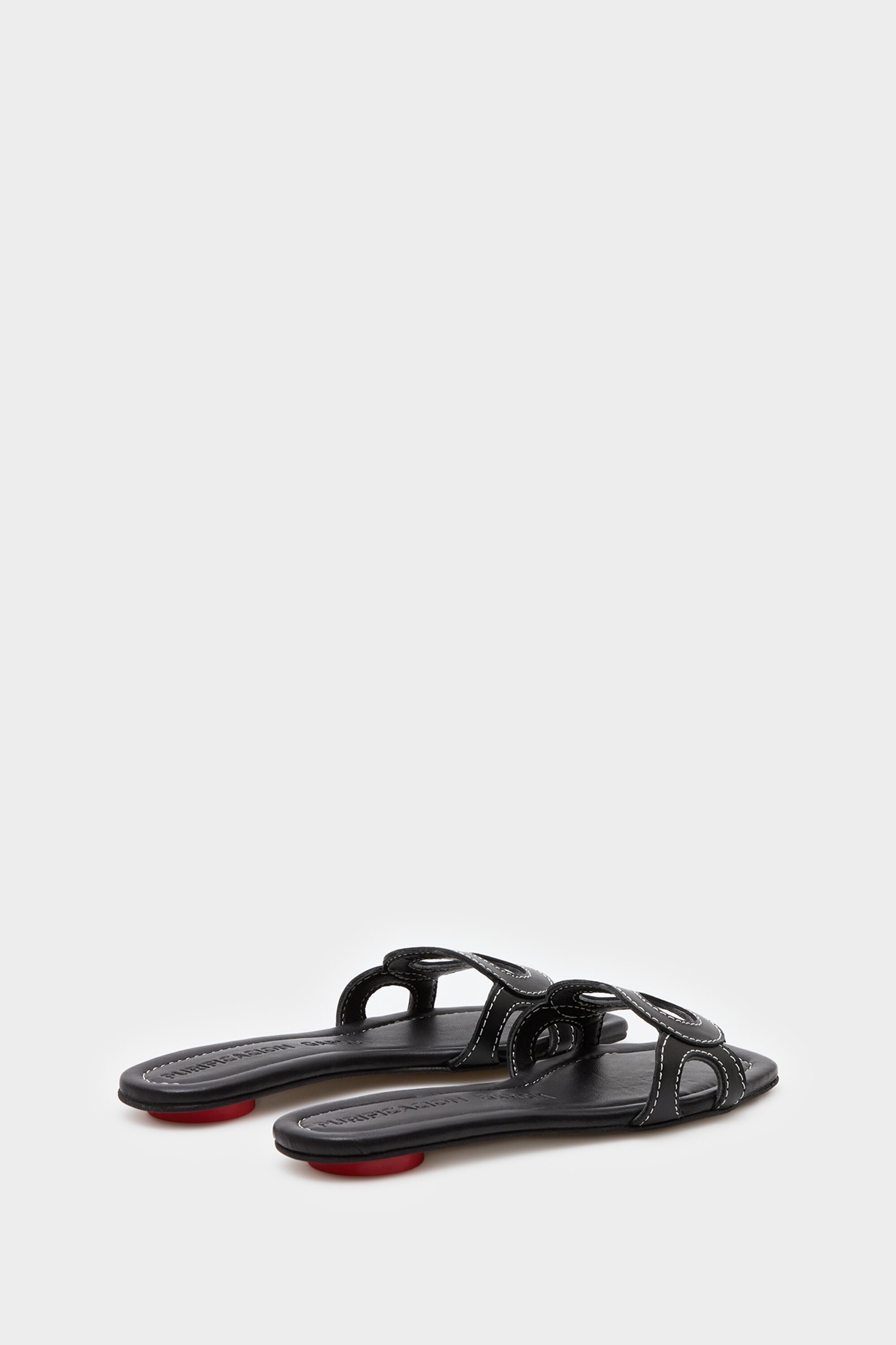 Ocho leather flat sandals black - Purificacion Garcia United States