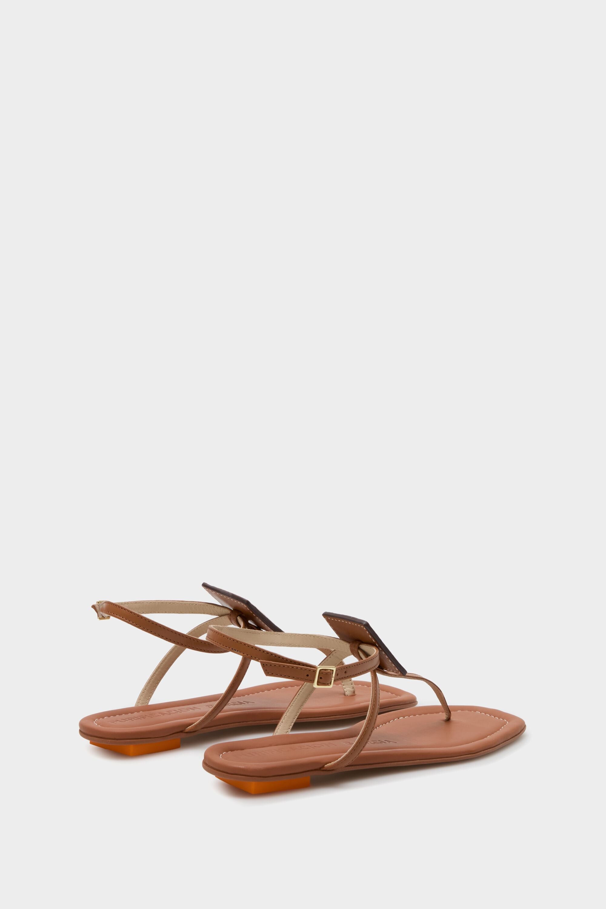 Domino flat leather sandals brown - Purificacion Garcia United States