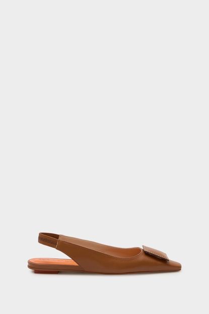 DOMINO LEATHER SLINGBACK FLATS