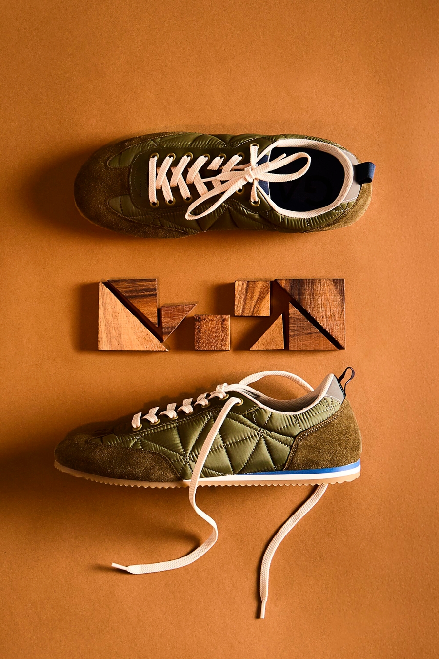 ORIGAMI-QUILTED NYLON SUEDE SNEAKERS