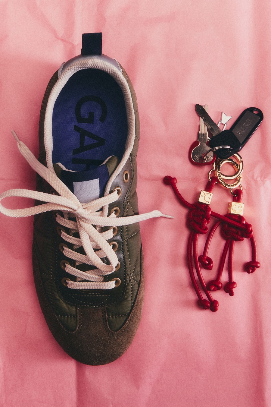 ORIGAMI-QUILTED NYLON SUEDE SNEAKERS