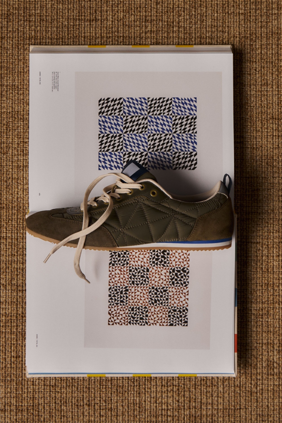 ORIGAMI-QUILTED NYLON SUEDE SNEAKERS