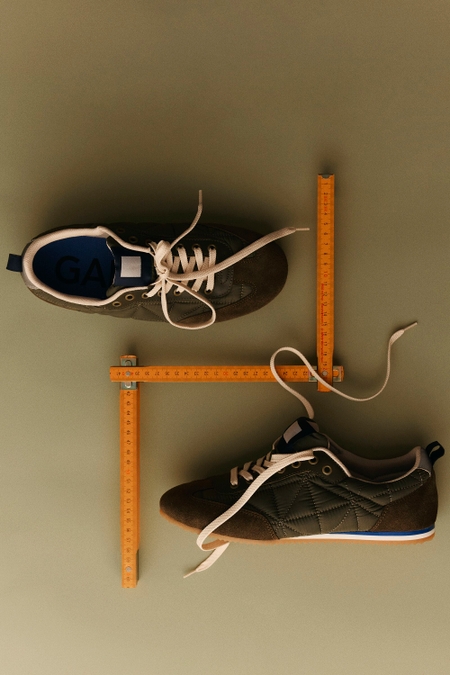 ORIGAMI-QUILTED NYLON SUEDE SNEAKERS