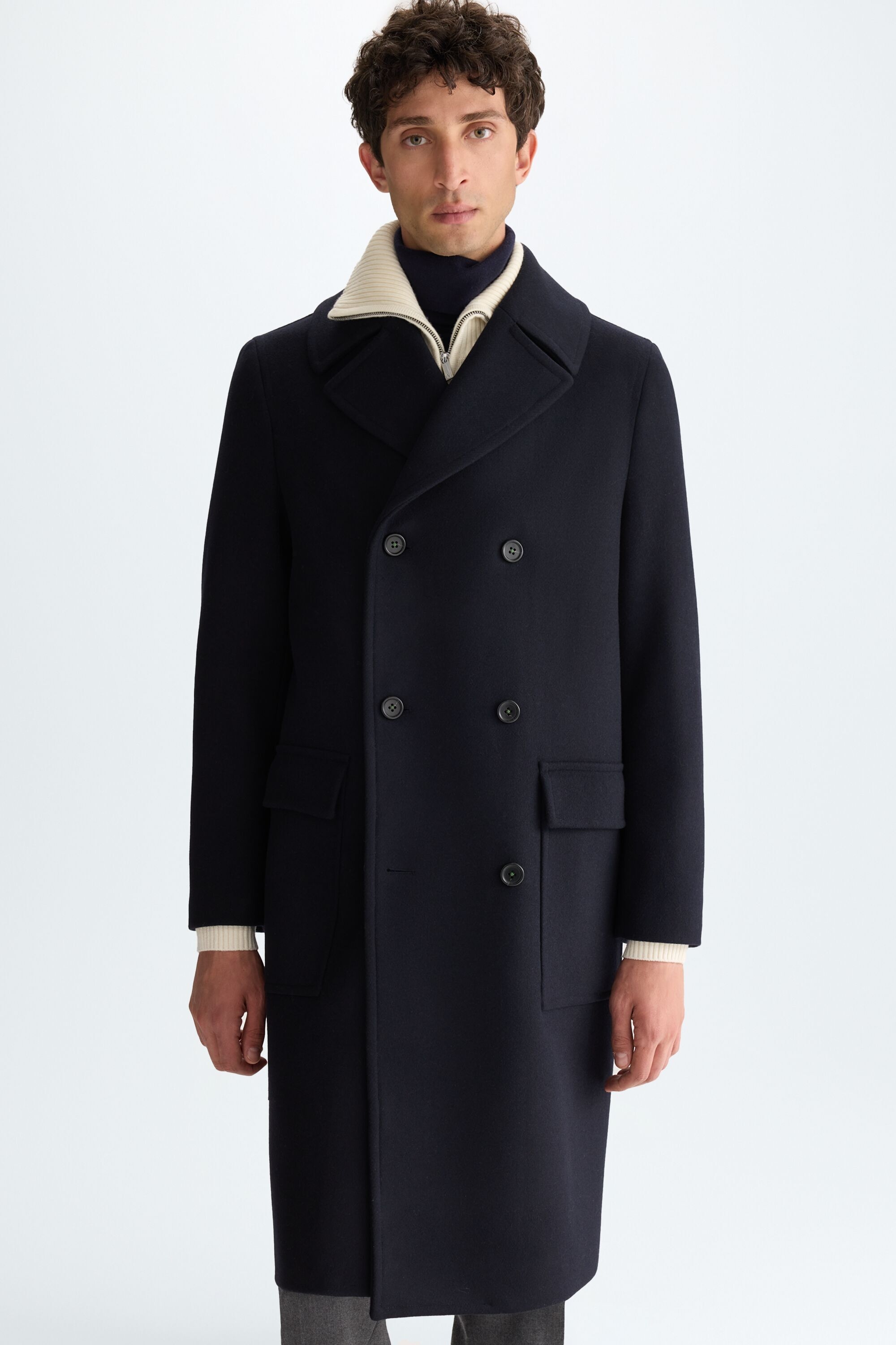 Wool double-breasted coat