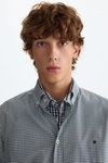 Gingham check twill shirt