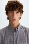 Gingham check twill shirt