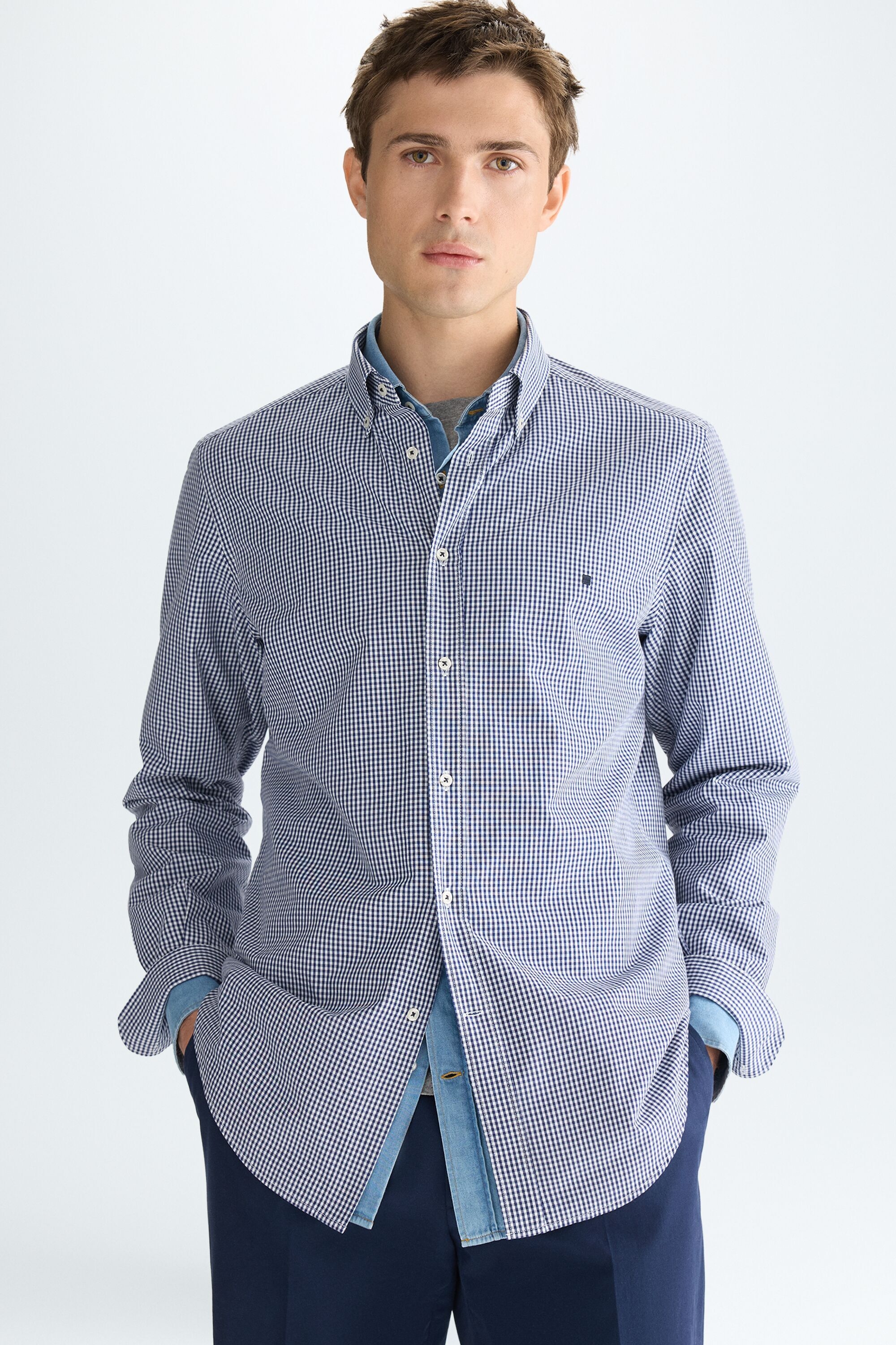 Gingham check Oxford shirt