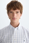 Windowpane check poplin shirt