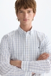 Windowpane check poplin shirt