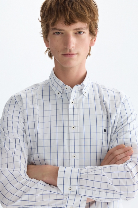 WINDOWPANE CHECK POPLIN SHIRT