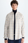 Windowpane check twill shirt
