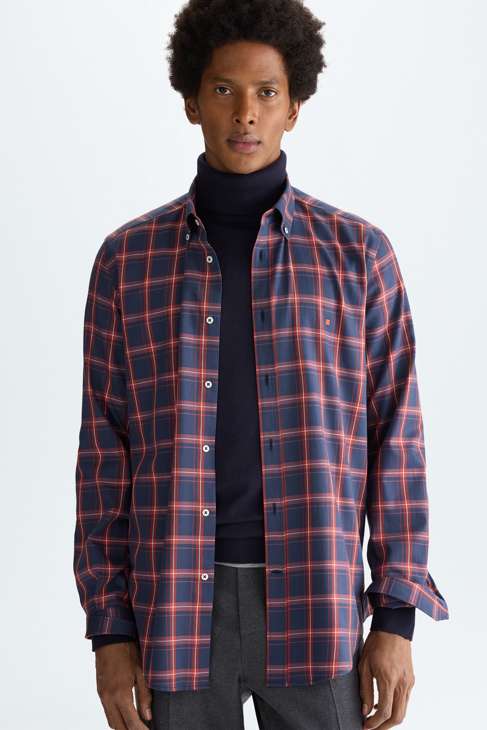 Multi-check twill shirt