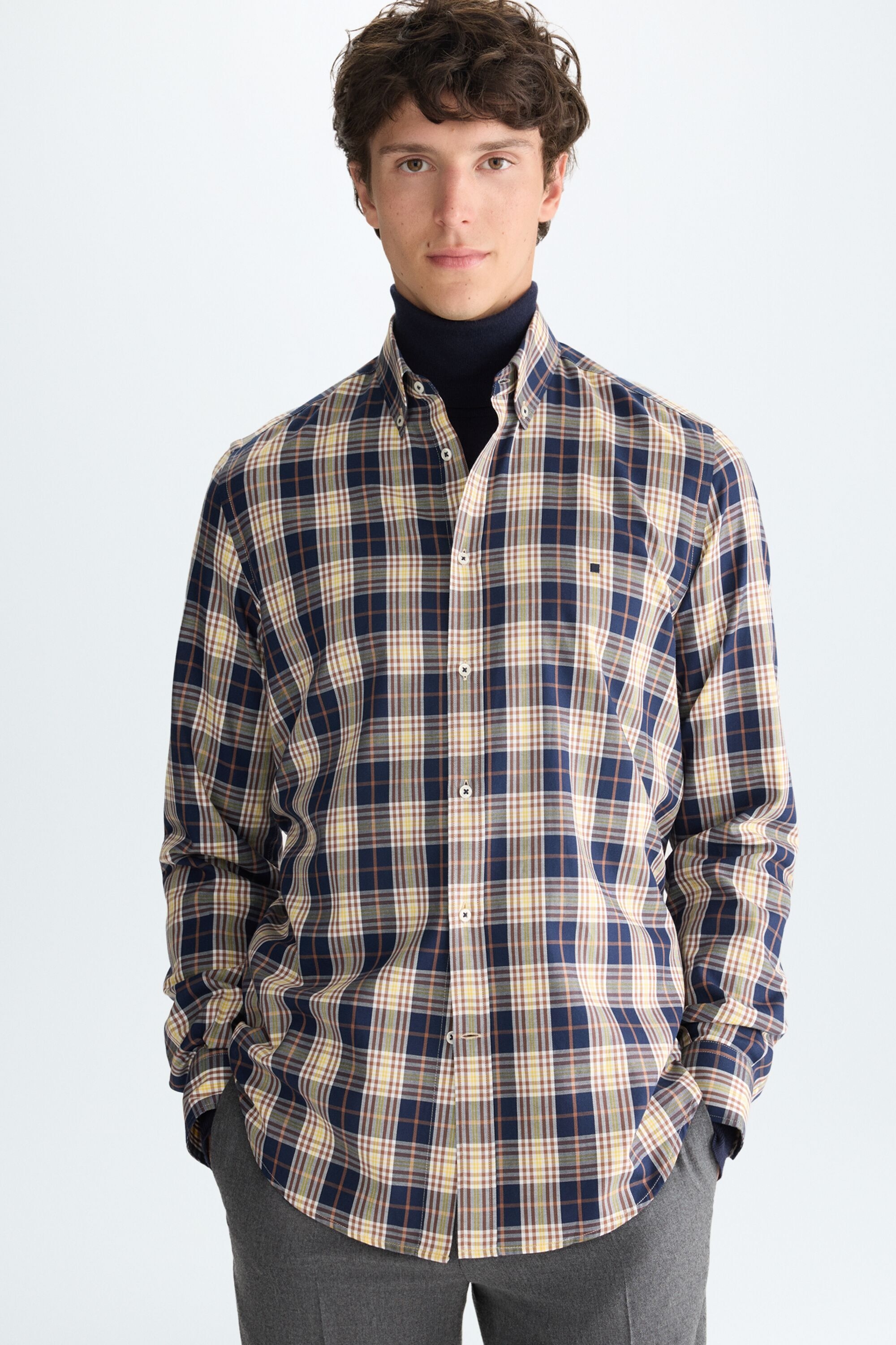 Multi-check twill shirt