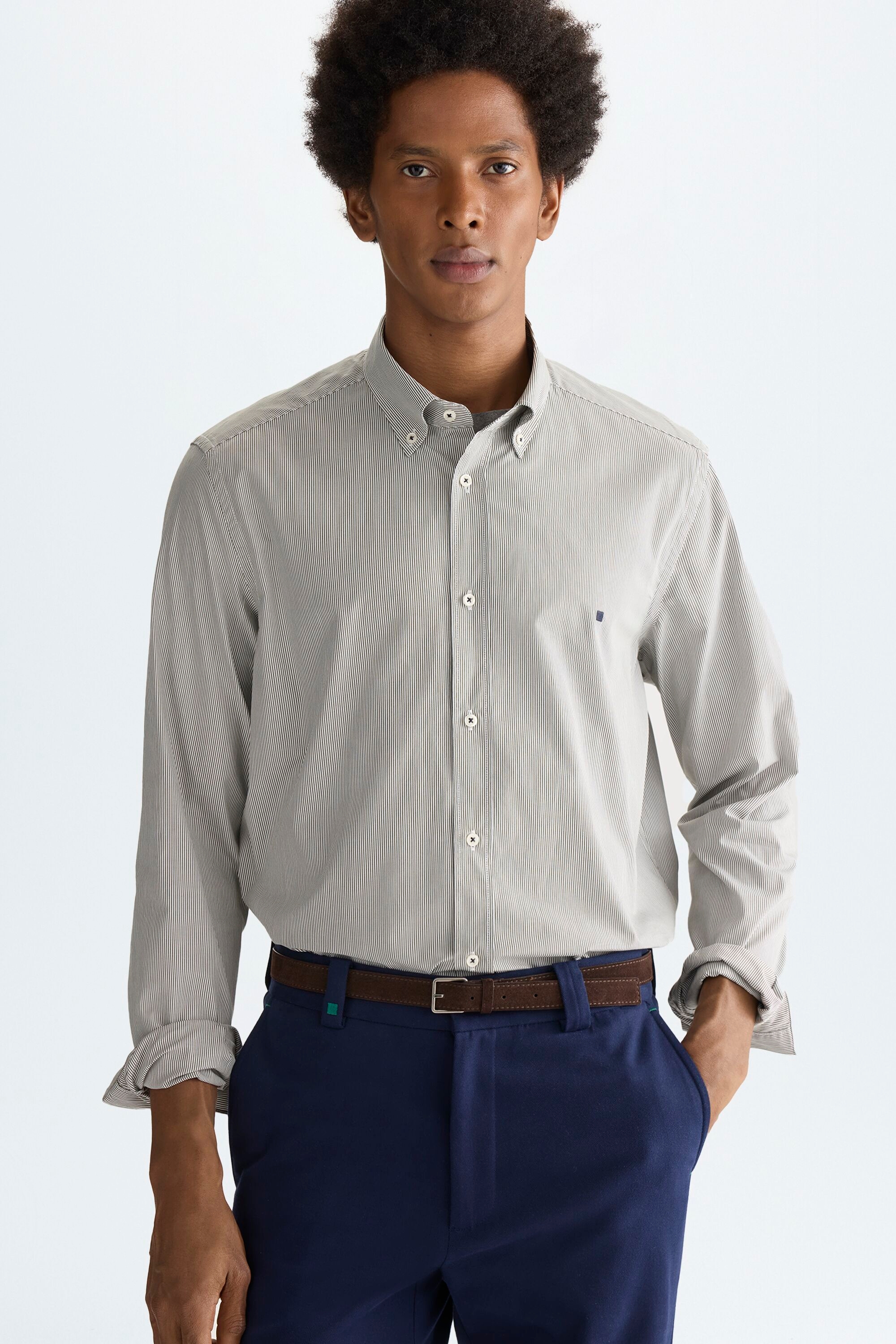 Striped poplin shirt