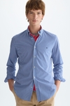Gingham check poplin shirt